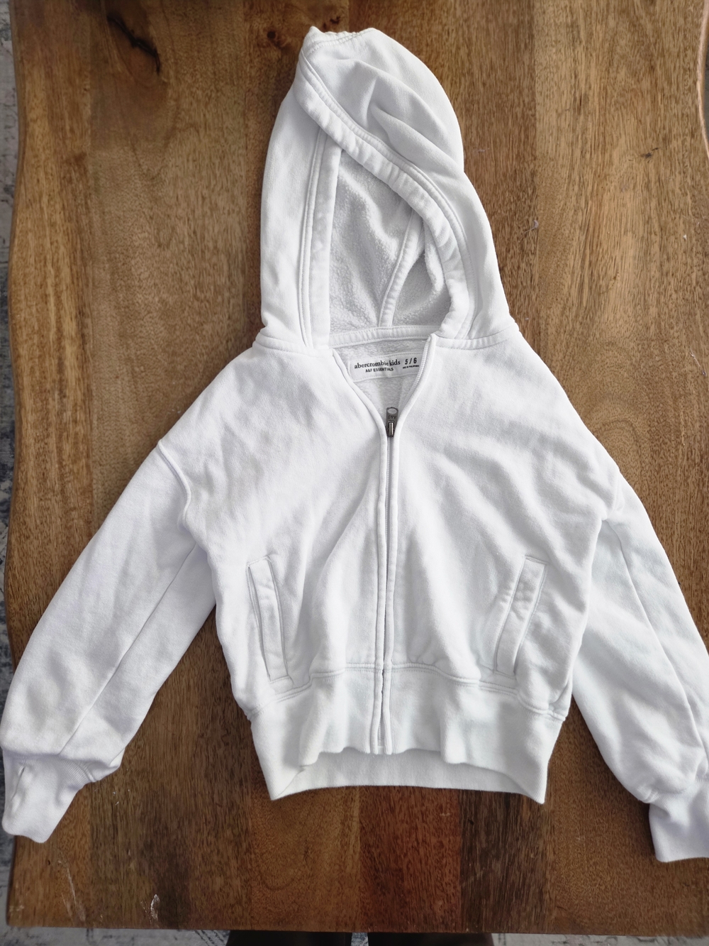 abercrombie kids White Full-Zip Hooded Sweatshirt